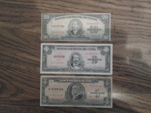 Vendo billetes de 5 10 20 pesos cubanos ant - Imagen 1
