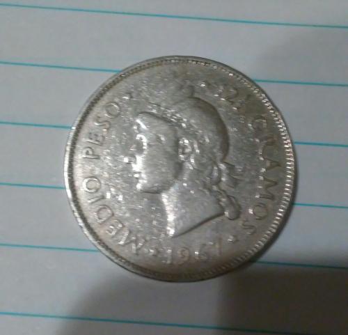 Moneda Republica Dominicana 1/2 Peso (1967) P - Imagen 1