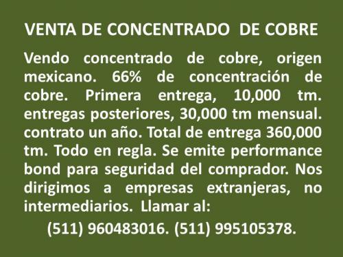 Vendo concentrado de cobre origen mexicano  - Imagen 1
