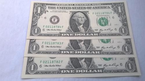 Vendo pareja de 3 billetes de 1 estadouniden - Imagen 1