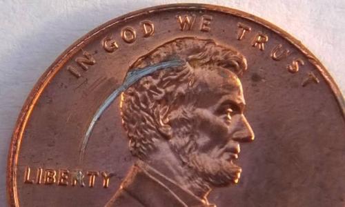 2007 Lincoln penny with mint machine error D - Imagen 2