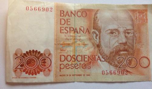 Spain 200 Pesetas (09161980) No free shipp - Imagen 1
