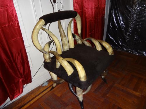  es silla antigua hecho de cuerno de bufalo a - Imagen 1